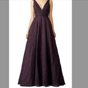 ML Monique Lhuillier  Burgundy Center Stage Gown Purple